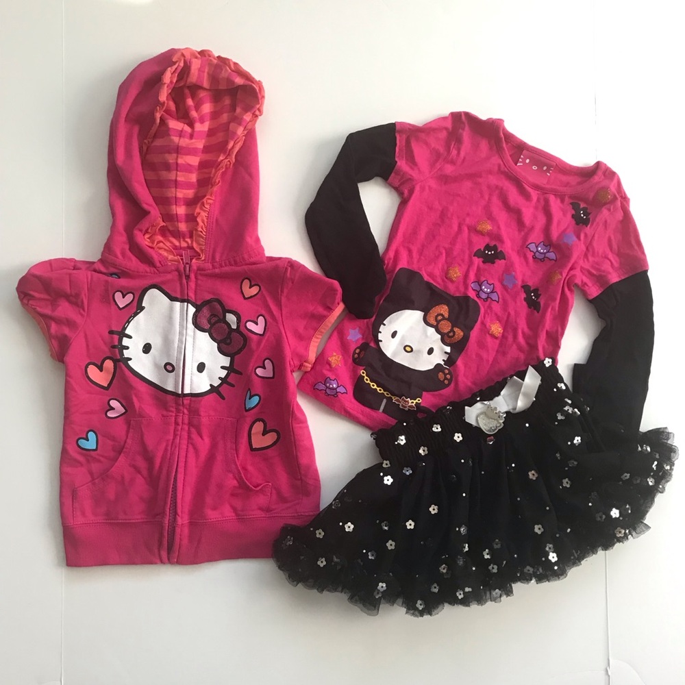 Hello Kitty 3 piece set size 5t tops 3t skirt